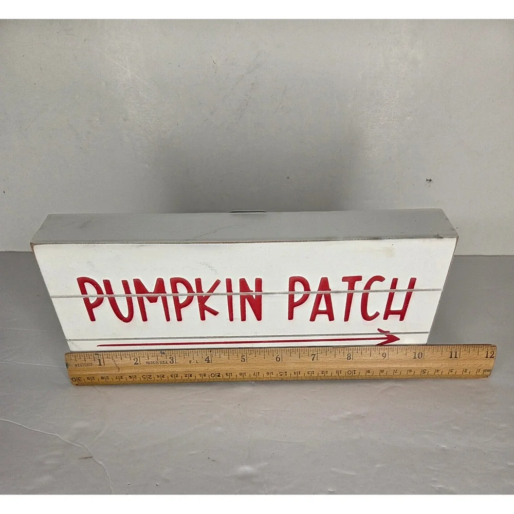 Rustic Wooden Pumpkin Patch Sign Fall Farmhouse Decor White Block Sign